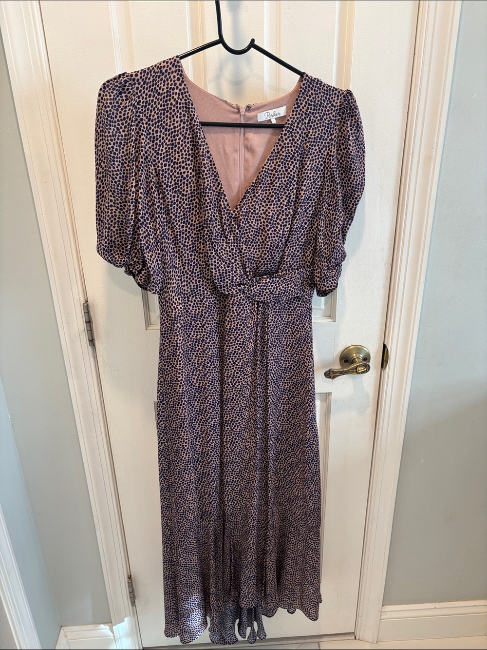 Parker Lavender and Black Printed Midi Dress